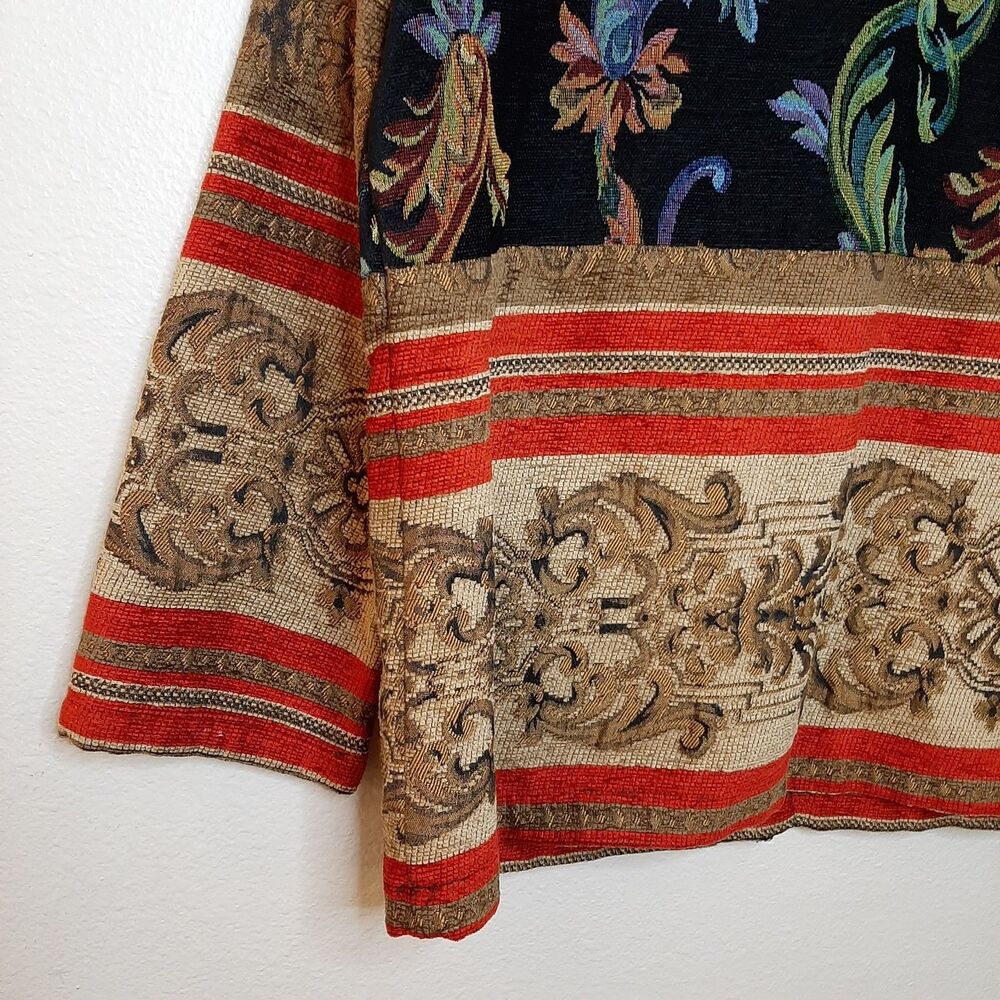 Vintage Sag Harbor Jacket Multicolor Women Sz 10 Tapestry Long Sleeve Button Up - Picture 8 of 10